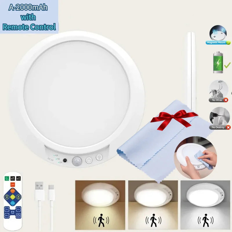 plafonnier led blanc moderne aimanté télécommande charge usb 24w flux luminescent 60249