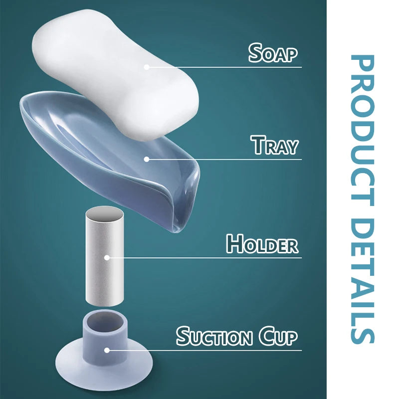 support savon moderne plastique blanc vert pastel texture gouttes d'eau fixé ventouse plateau douche