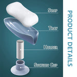 support savon moderne plastique blanc vert pastel texture gouttes d'eau fixé ventouse plateau douche