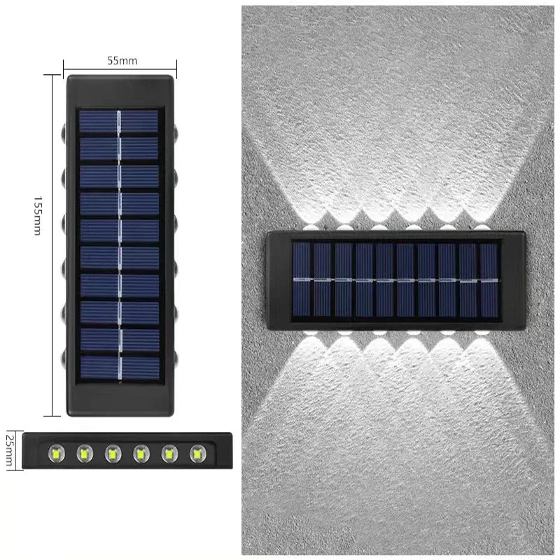 appliques murales solaires led noires decoration extérieure moderne panneaux solaires intégrés ip65