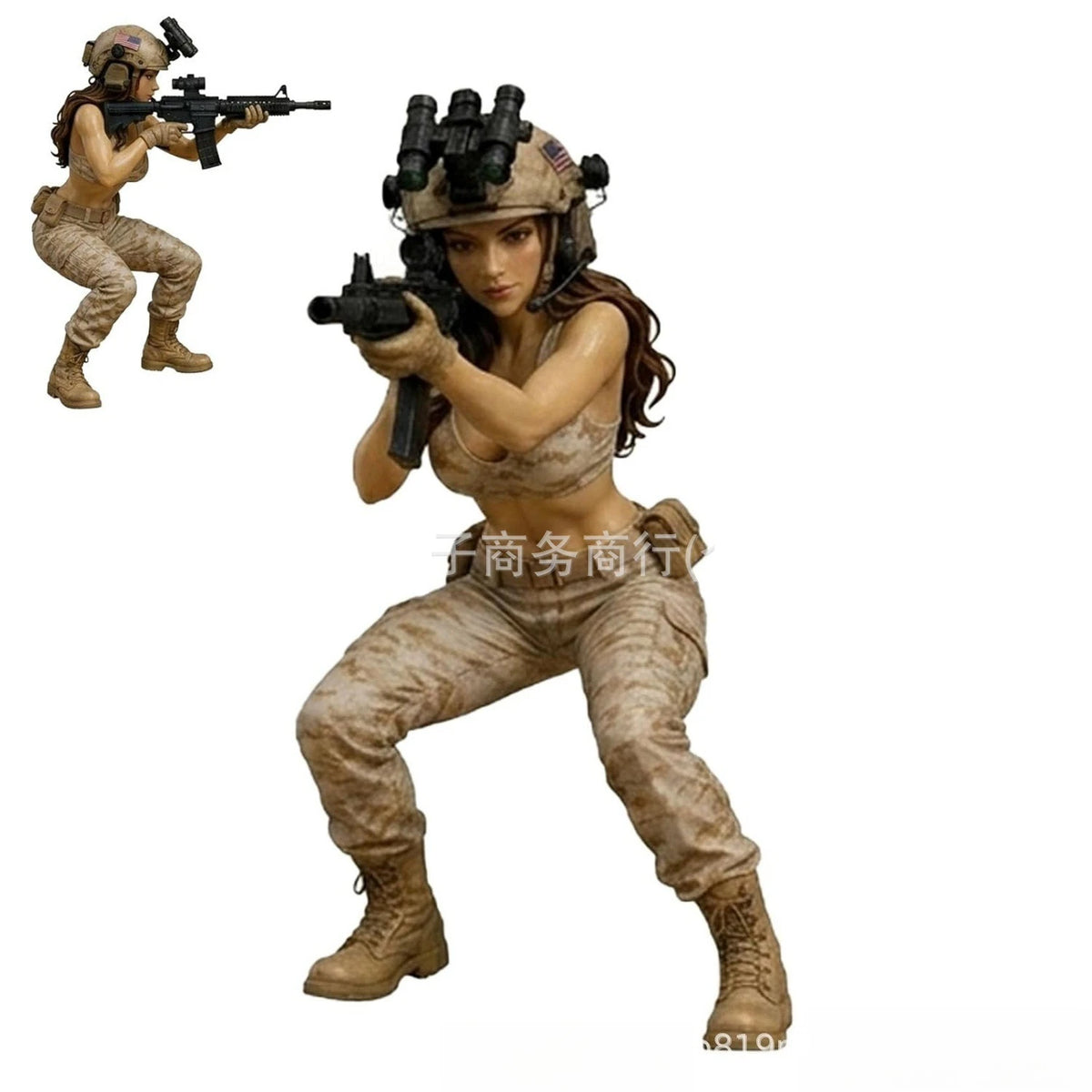 statue resine camouflage vert noir figurine tactique nvg arme vêtements tactiques bottes sac médical