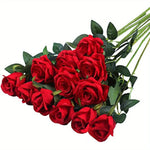 roses artificielles rouges decoration mariage anniversaire intérieur romantique branches soie verte