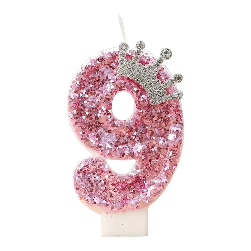 bougies anniversaire numérotées rose pâle brillantes décoratives festives filles couronne pailletée adhésif