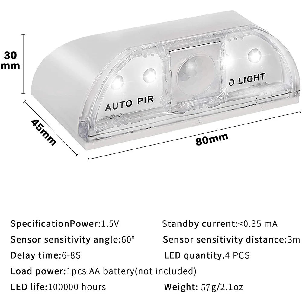 lampe led détecteur mouvement autoactivation adhésif blanc translucent capteur lumière urgence moderne compact porte