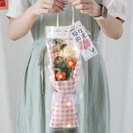 Bouquet fleurs artificielles crochetées orange bleu rose violet blanc moderne