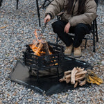 tapis sol résistant feu barbecue plein air isolant double face hexagonal noir métalliques