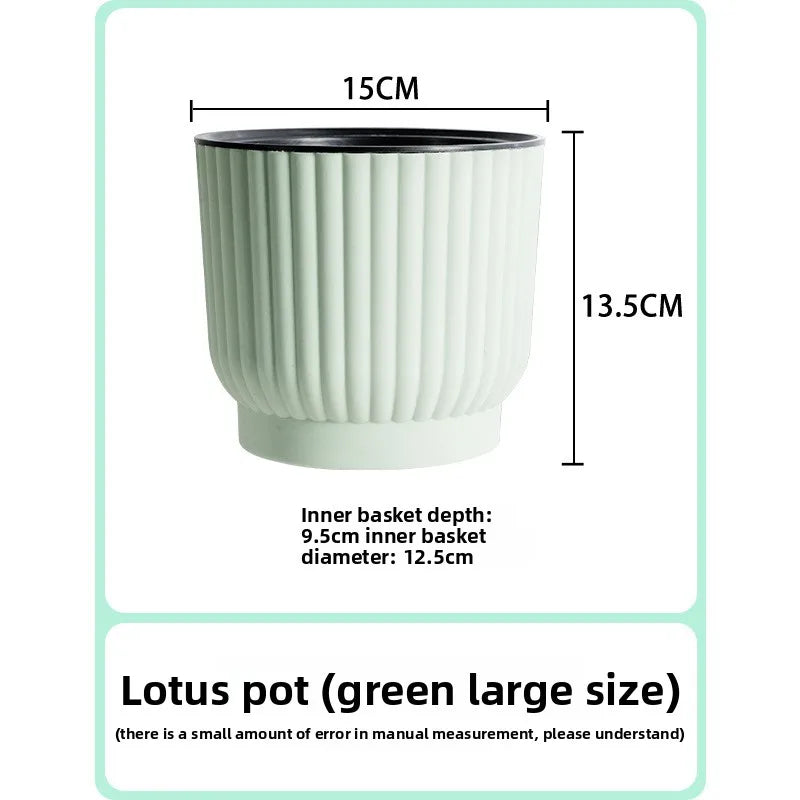 pots fleurs modernes résine blanc rayures verticaux hydroponiques plante verte autoarrosage personnes paresseuses