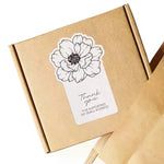 sticker adhésif fleur stylisée thank you small business blanc noir minimaliste emballage cadeau 50