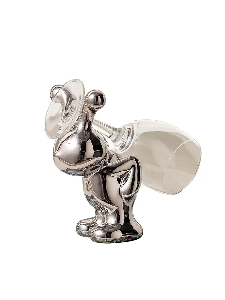 support verre contemporain argenté sculpture humaine verre transparent vaisselle céramique