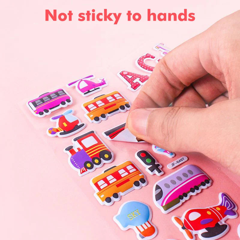 sticker 3d multicolore animaux chiffres véhicules adhésif scrapbooking artisanat enseignement récompense élèves activités