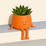 cache pot visage souriant rouge blanc noir plantes succulentes moderne articulation flexible décoration mignonne