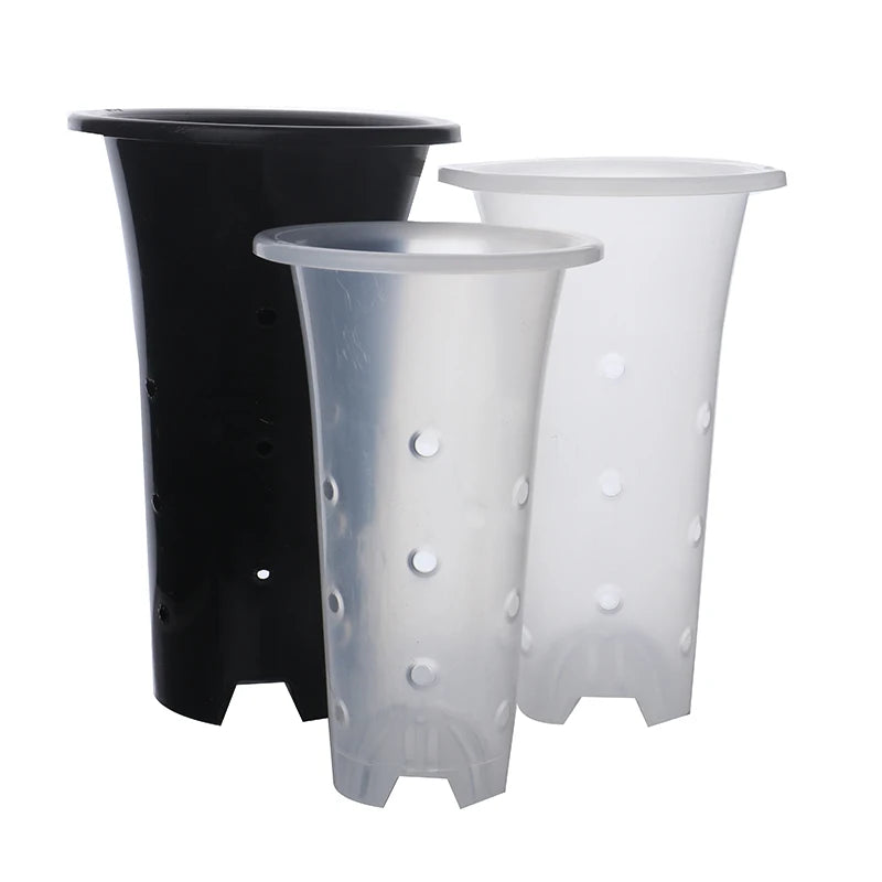 cache pot moderne perforé noir blanc gris transparent plante fleur verte contemporain jardinière respirante