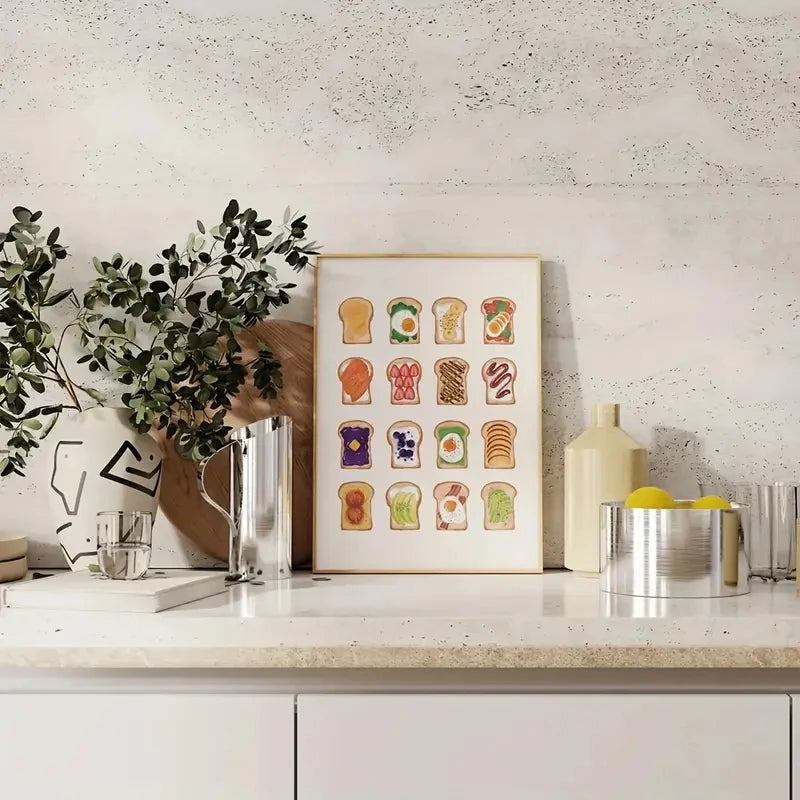 affiche moderne toast illustration minimaliste toile blanche chambre salon decoration