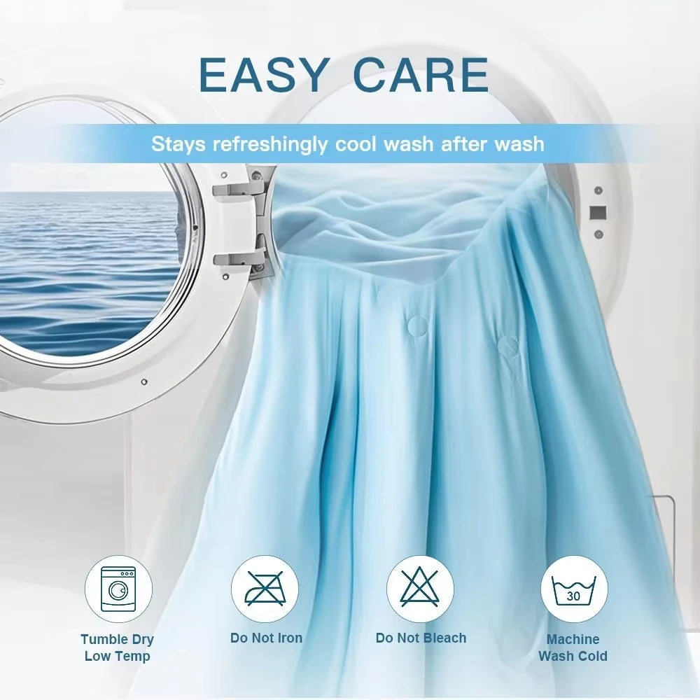 couverture climatisation bleu clair fine été respirante polyester lisse double face moderne refroidissement