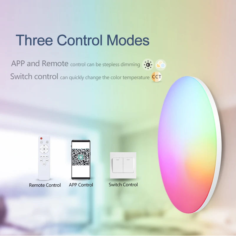 plafonnier circulaire moderne lumineux arc ciel télécommande app blanc led