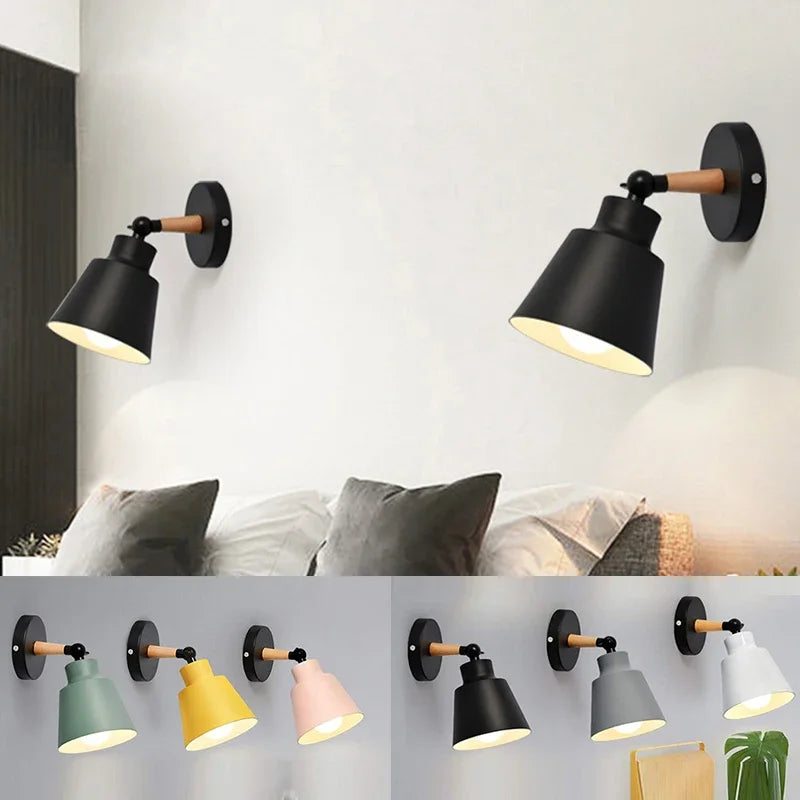 lampe murale moderne led bois métal blanc gris rose vert chambre salon étude entree