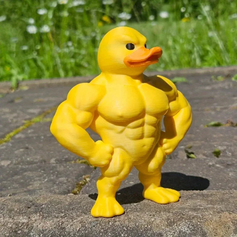 statue canard musclé jaune orange 3d humoristique décoration intérieure extérieure carnaval anniversaire noël