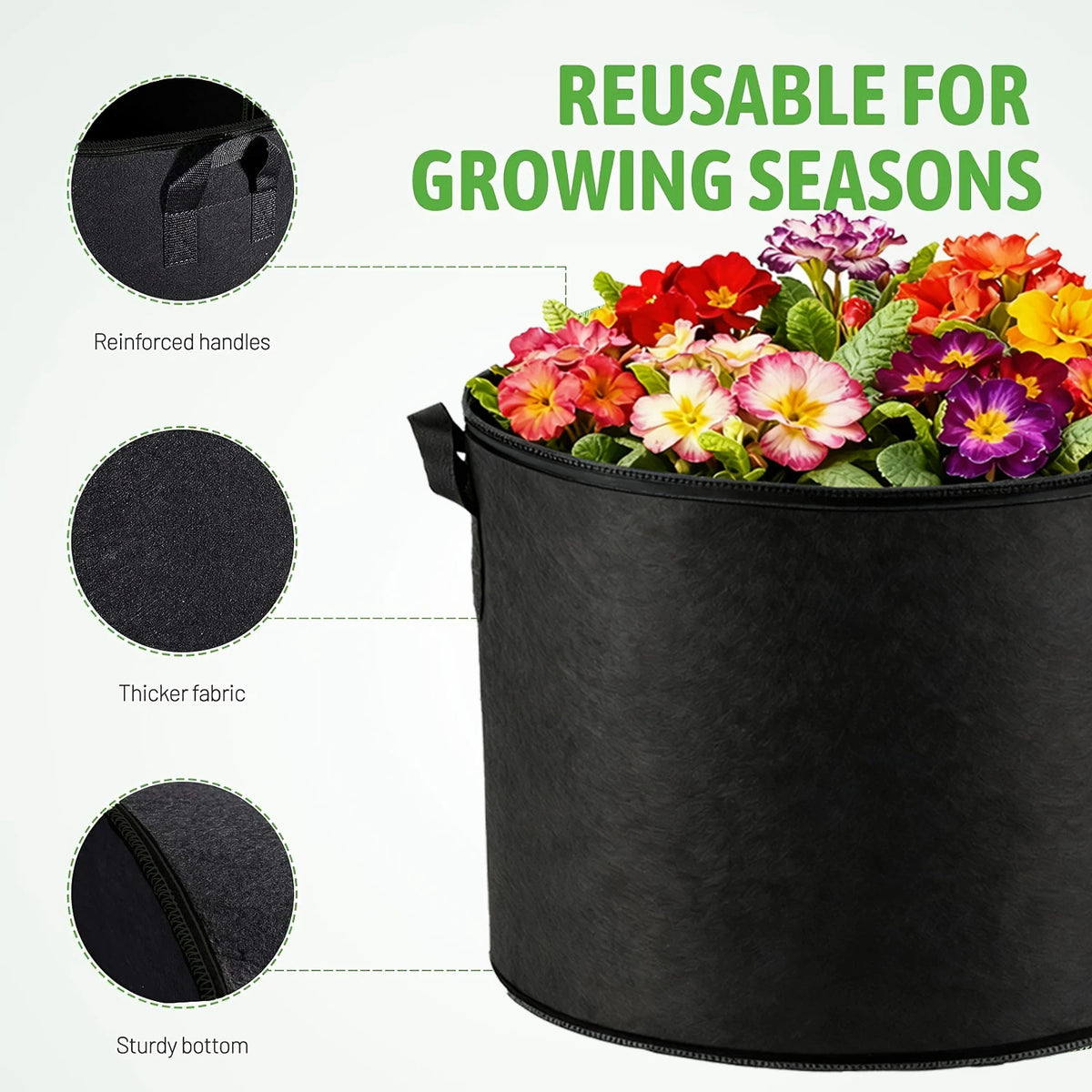 sacs culture tissu noir 10 gallon poignées renforcées aération jardinerie durable