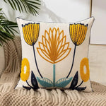 taies d'oreiller fleur brodées moderne coton polyester lit décoration maison bleu blanc vert