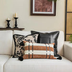 housse coussin motif floral moderne beige noir maison hospitalière respectueux environnement non toxique polyester