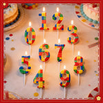 bougies anniversaire chiffres couleurs brique construction rouge jaune bleu vert ludique piquet