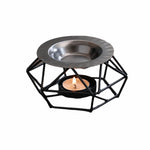 support bougie moderne structure géométrique noir sans holder bougie allumée plat métallique