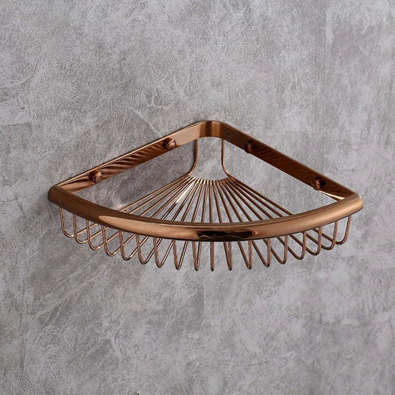 panier d'angle salle bain or rose chrome fileté moderne vis fixation produits