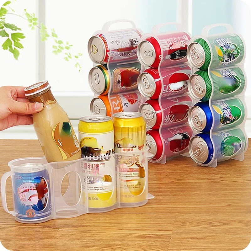 porte boisson transparent adhésif moderne rangement canettes bouteilles réfrigérateur compartiments utilitaire économique