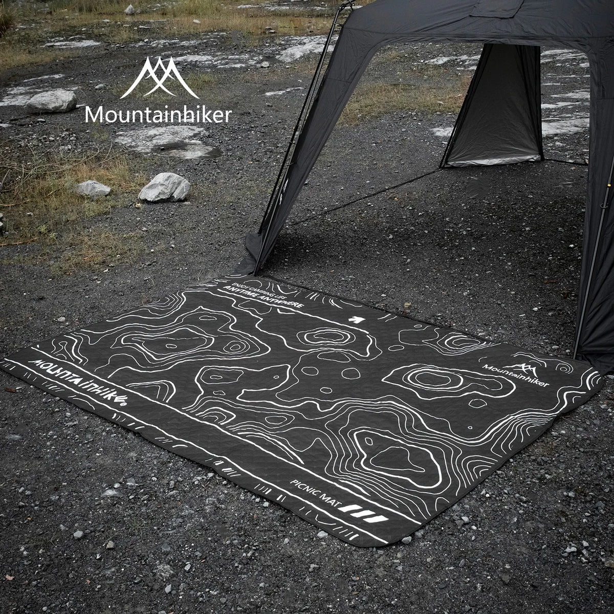 tapis pique nique imperméable oxford cloth cartographique moderne noir blanc 200cm 300cm camping