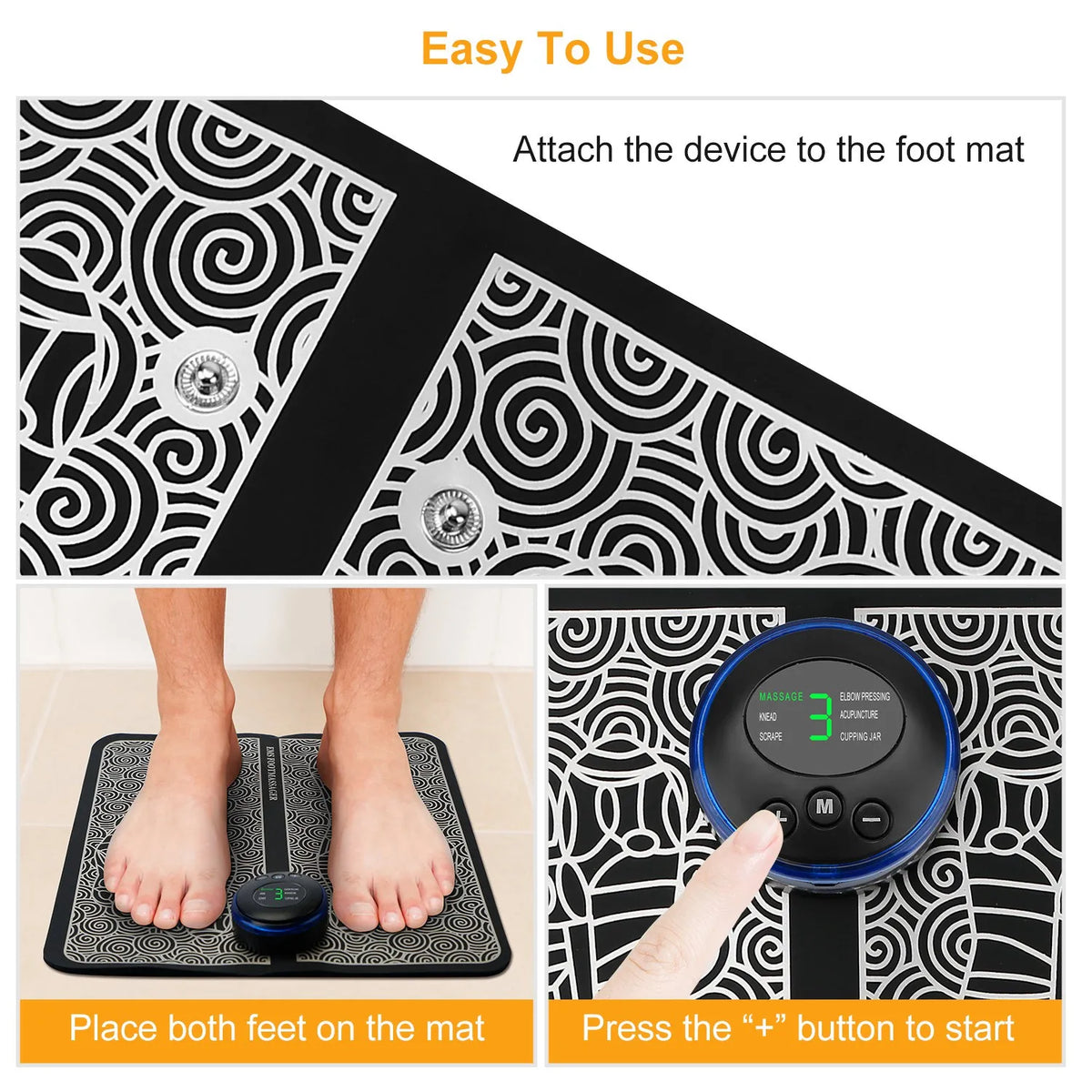 tapis massage pieds électrique ems moderne télécommande ajustable relaxation musculaire confortable minimaliste