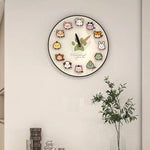 horloge murale moderne animaux mignons décoration salon beige aiguille acrylique unique