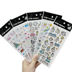 stickers cartoon dents souriantes animaux fleurs blanc rose vert bleu jaune orange rouge