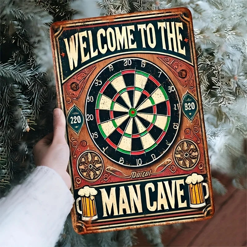 panneau decoratif metal man cave cible fléchettes pintes bière bienvenue chambre rustique industrial 20x30cm