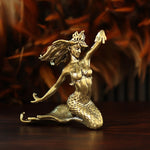 statuette sirène dorée peau poisson cheveux ondulés classique décoration maison artisanat figurine miniatureOpaqueDecorationArtCraftFigureMiniature