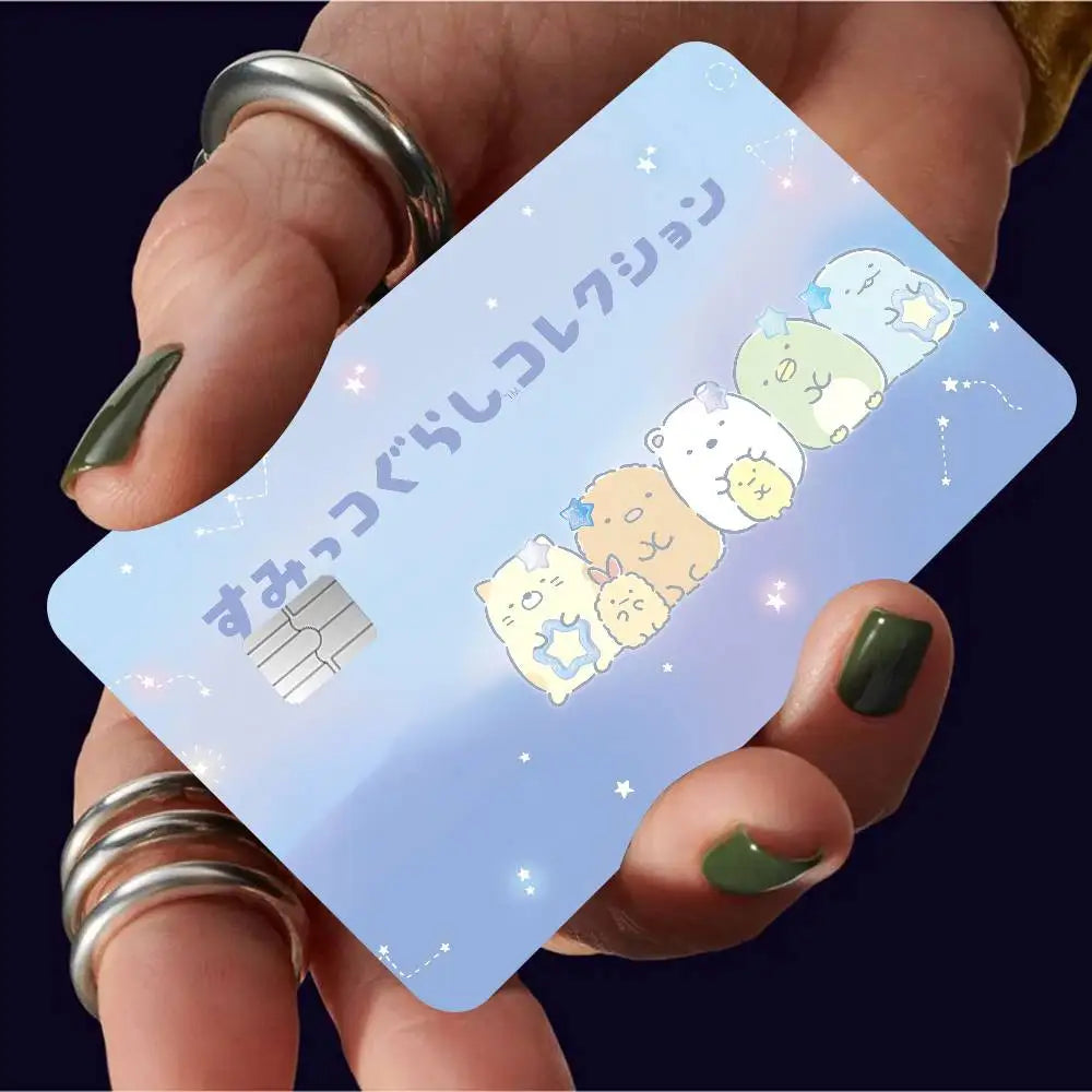 adhésifs décoratifs cartes bancaires dessin animé personnages mignons accessoires beige rose bleu vert marron