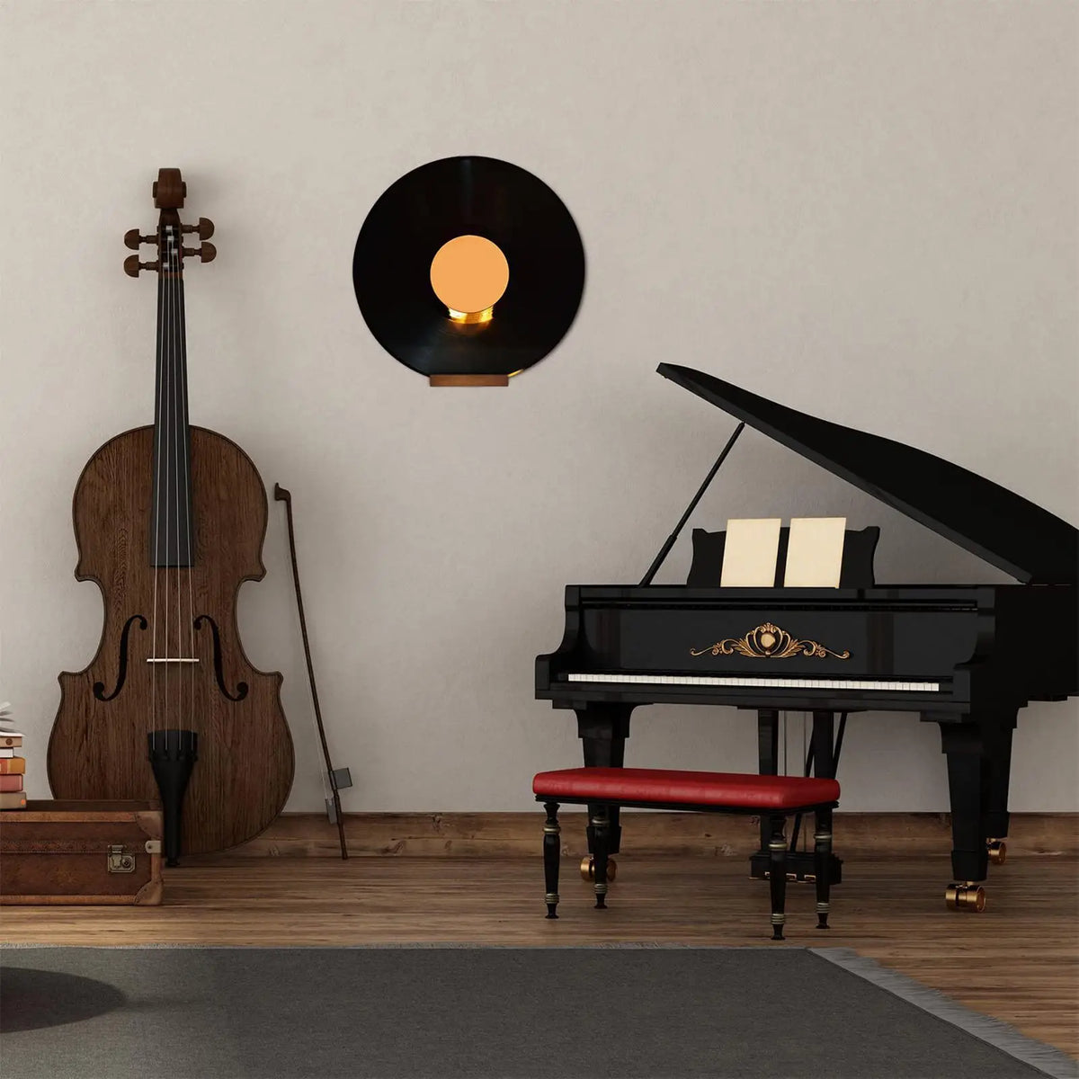supports murals vinyle vintage noir orange vis décoration chambre salon