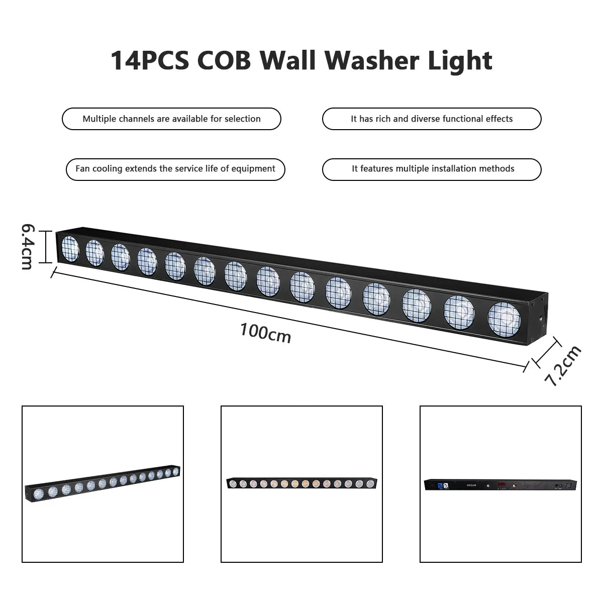 lampe murale led noir effet scène moderne autonome flux lumineux puissante certification