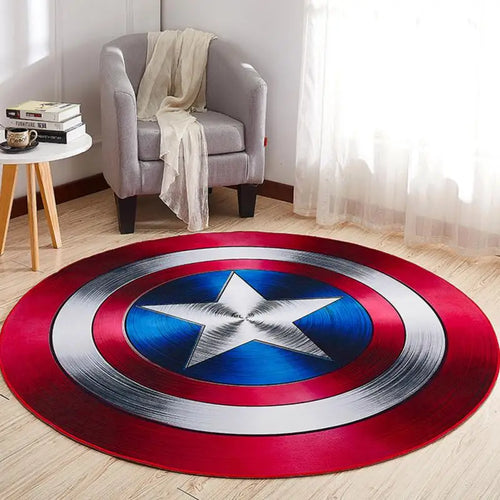 tapis rond décoratif enfant motif étoile bleu rouge doux antidérapant chambre salon maison