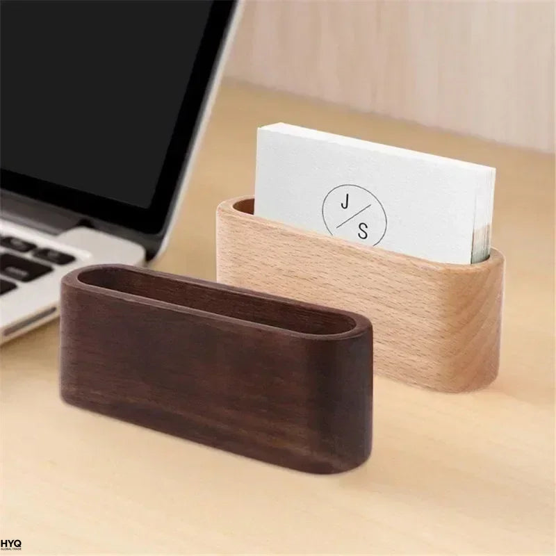 porte cartes bois marron foncé moderne cartes visite notes carré minimaliste fournitures