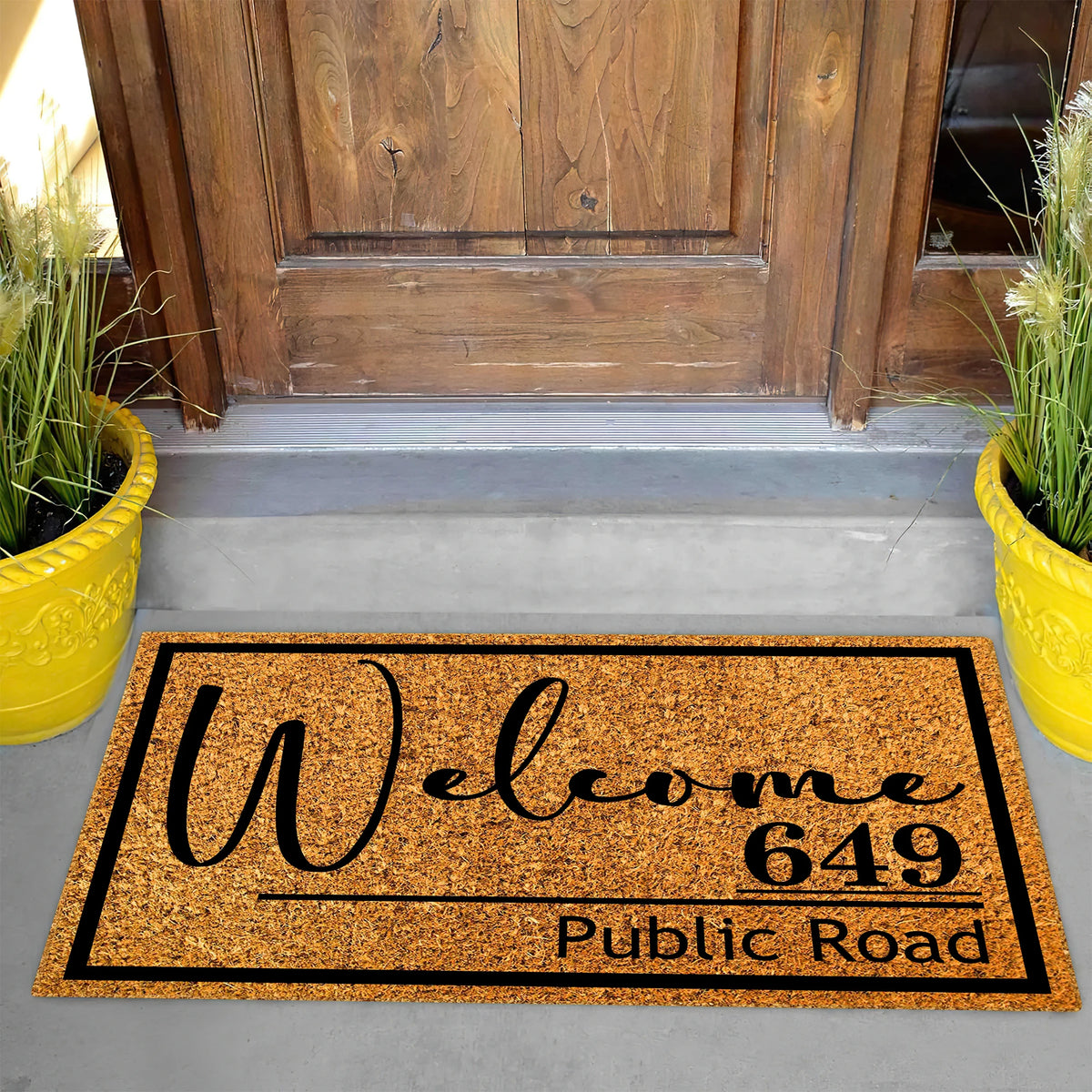 paillasson personnalisé antidérapant marron clair welcome 649 public road extérieur résistant antibactéries moderne