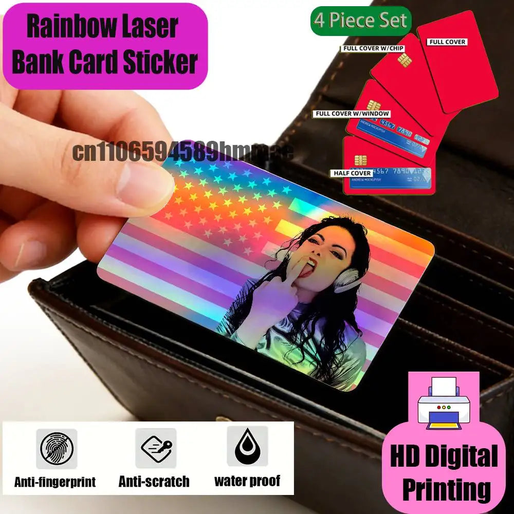 film protection carte bancaire multicolore moderne holographique adhésif