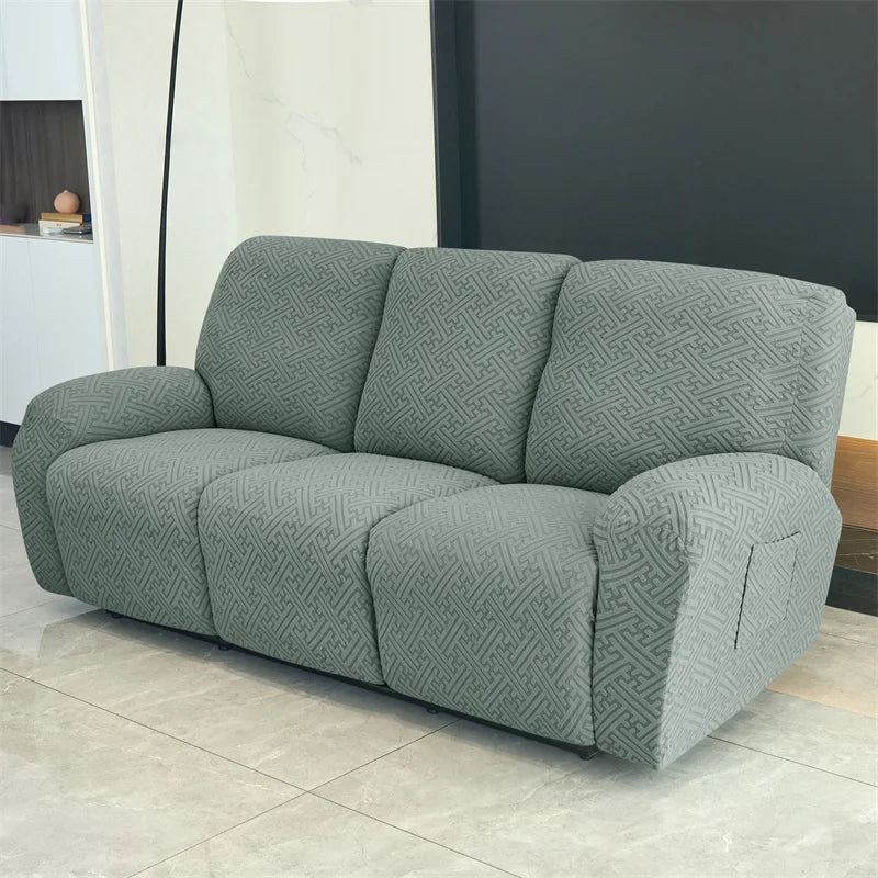 housse canapé inclinable gris jacquard moderne extensible poches fauteuil salon maison
