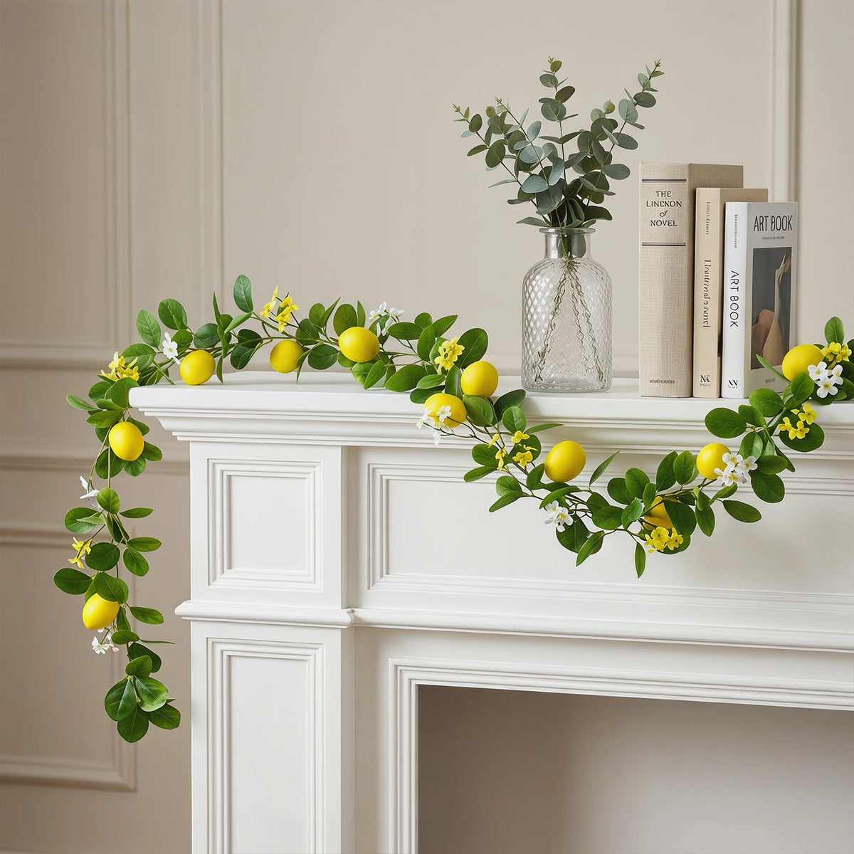 guirlande décorative fleurs citron artificielles feuilles vertes mariage anniversaire décoration intérieure naturelle fleurs citrons