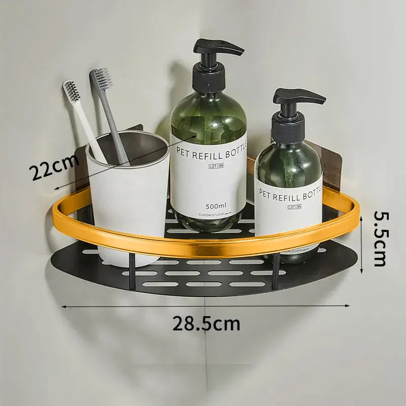 étagère salle bain or moderne adhésive aluminium unique réutilisable mur grille perforations