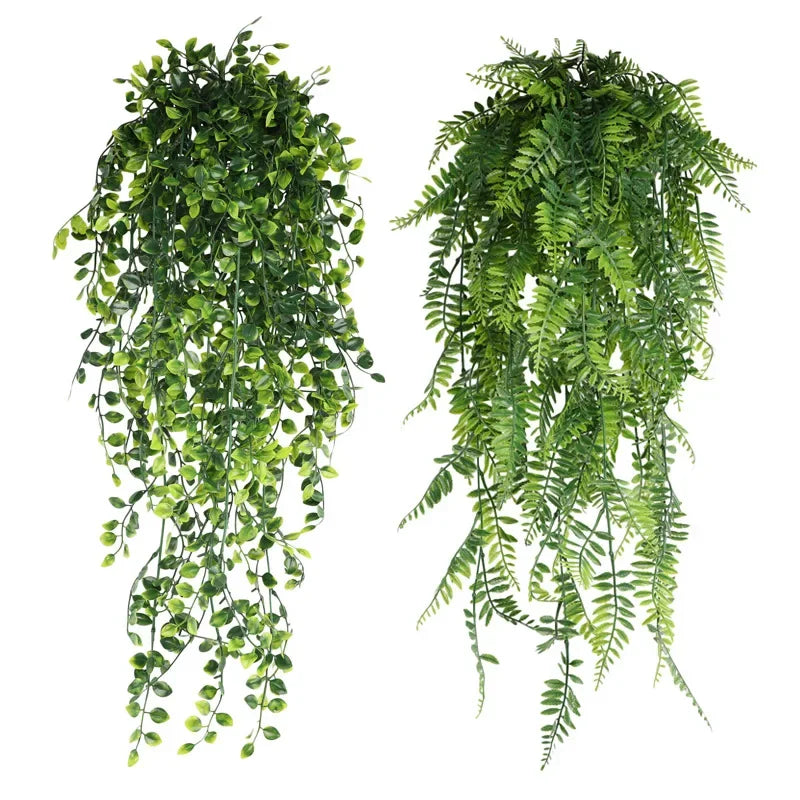 guirlande artificielle feuilles vert fines moderne extérieur accrochable pp opaque