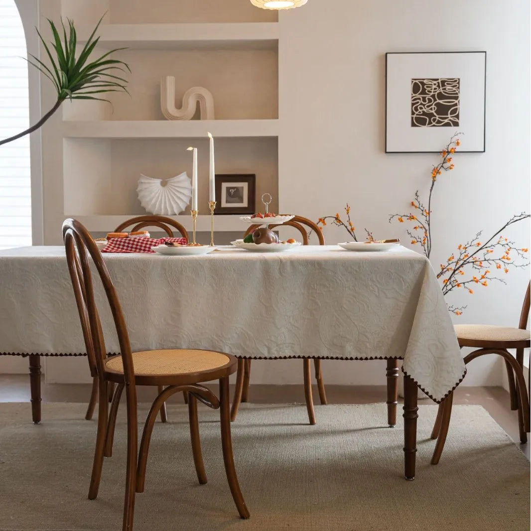 tablecloth beige floral rectangle réutilisable polyester coton opacité printemps été noël mariage classic adaptable