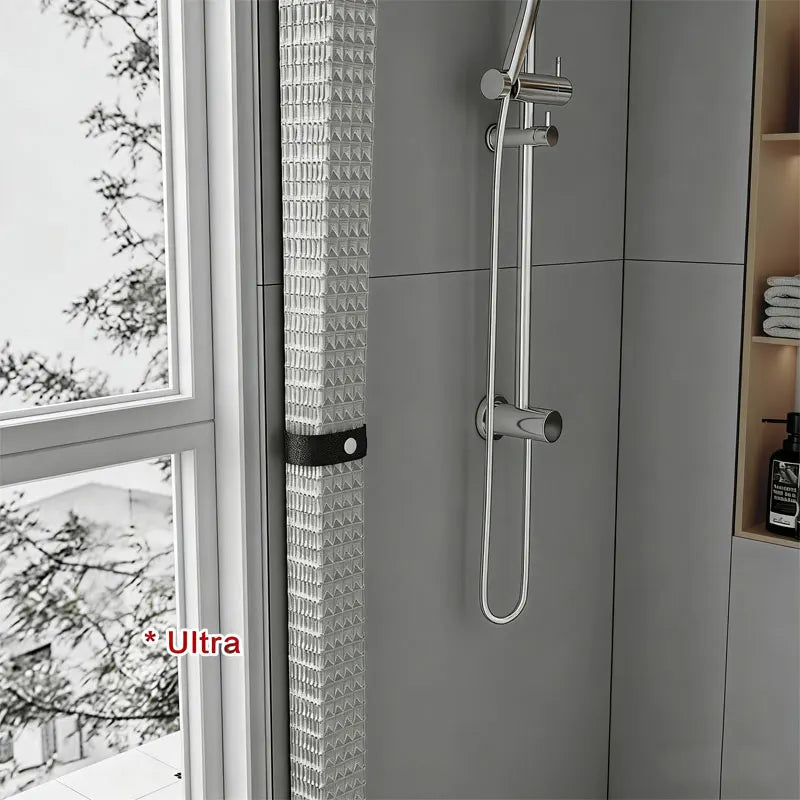 rideau douche gris clair moderne texture géométrique imperméable polyester salle bain maison