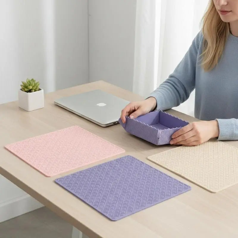 tapis réfrigérateur pliable violet jaune vert moderne rayures aimants