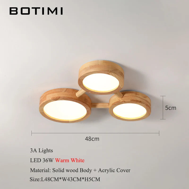 plafonnier bois massif moderne éclairage surface rond led naturel minimaliste