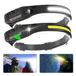 lampe frontale led rechargeable modes éclairage noir jaune blanche rouge bandes élastiques cible fishing